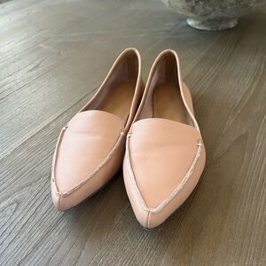 J Crew Nude Leather Flats. Size 9.
